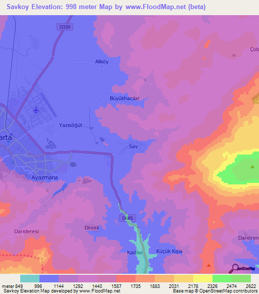 Savkoy,Turkey Elevation Map