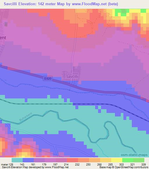 Savcilli,Turkey Elevation Map