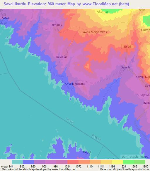 Savcilikurtlu,Turkey Elevation Map