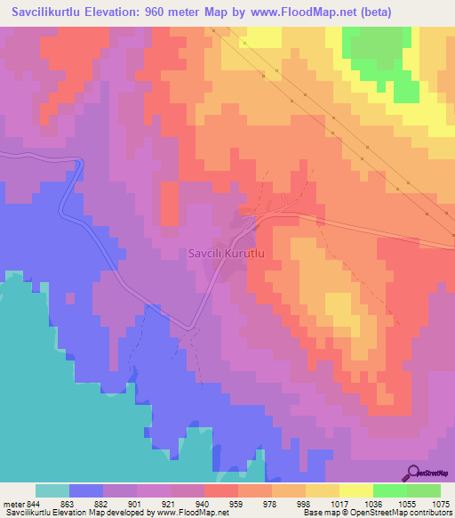 Savcilikurtlu,Turkey Elevation Map