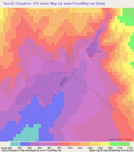 Savcili,Turkey Elevation Map