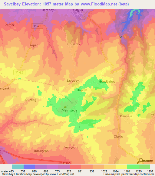 Savcibey,Turkey Elevation Map