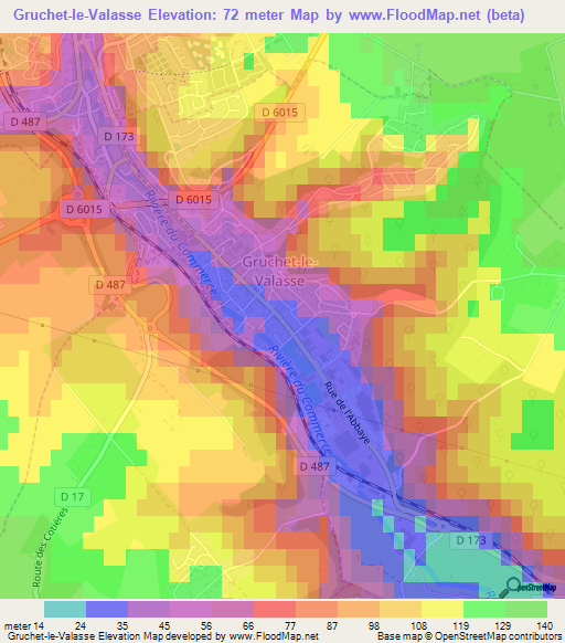 Gruchet-le-Valasse,France Elevation Map