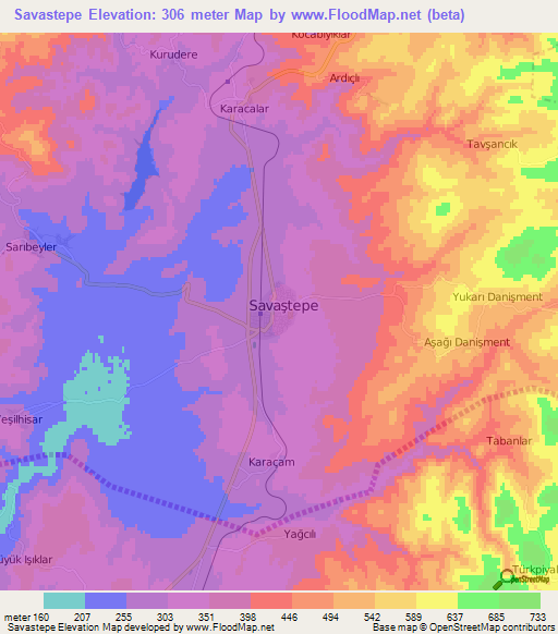 Savastepe,Turkey Elevation Map