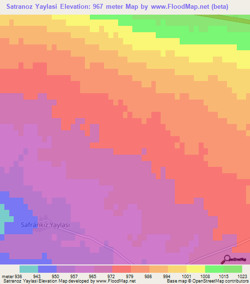 Satranoz Yaylasi,Turkey Elevation Map