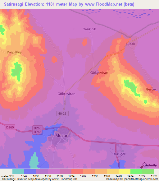 Satirusagi,Turkey Elevation Map