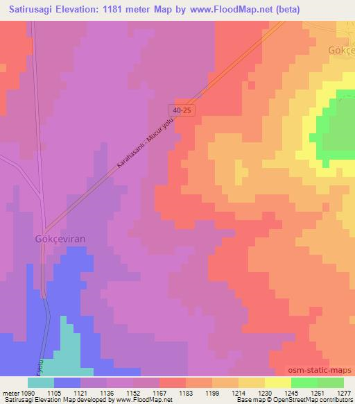 Satirusagi,Turkey Elevation Map