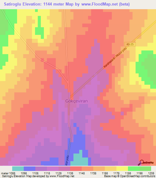 Satiroglu,Turkey Elevation Map