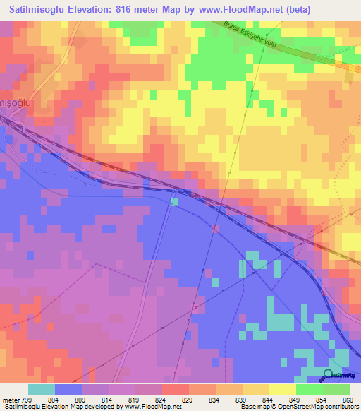 Satilmisoglu,Turkey Elevation Map