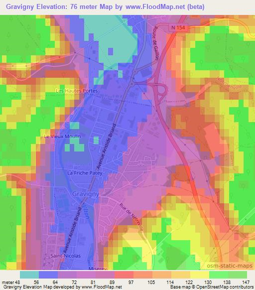 Gravigny,France Elevation Map