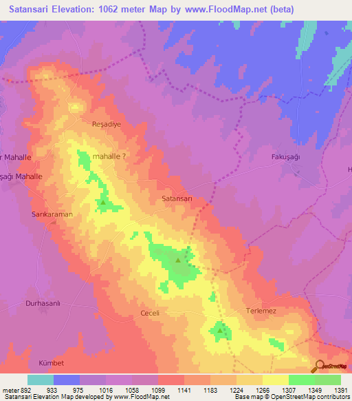 Satansari,Turkey Elevation Map