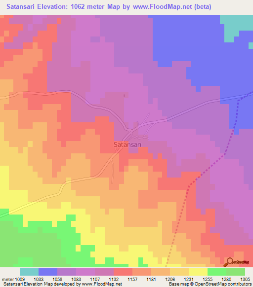 Satansari,Turkey Elevation Map