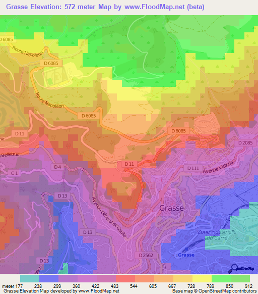 Grasse,France Elevation Map