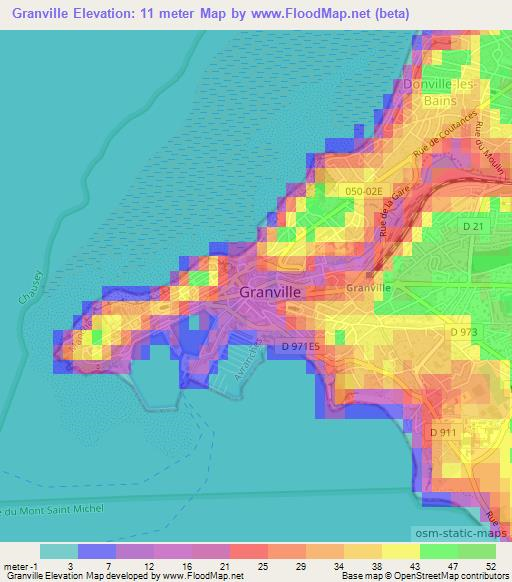 Granville,France Elevation Map