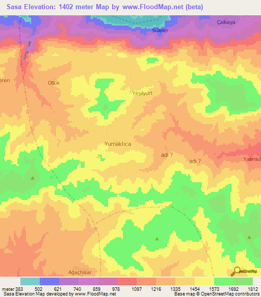 Sasa,Turkey Elevation Map