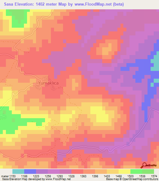 Sasa,Turkey Elevation Map