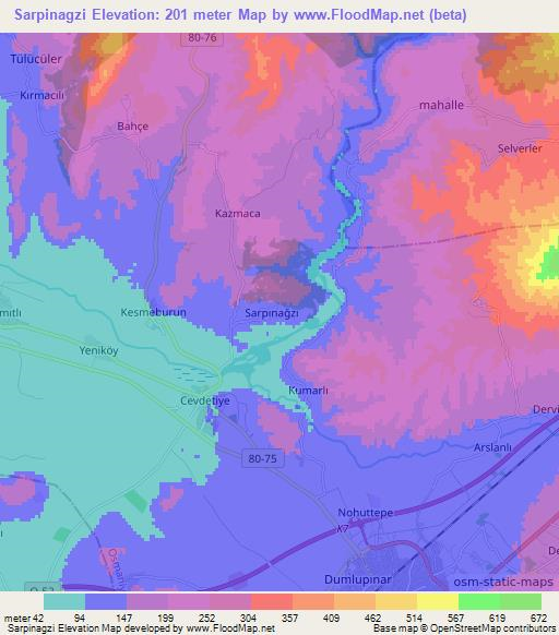 Sarpinagzi,Turkey Elevation Map