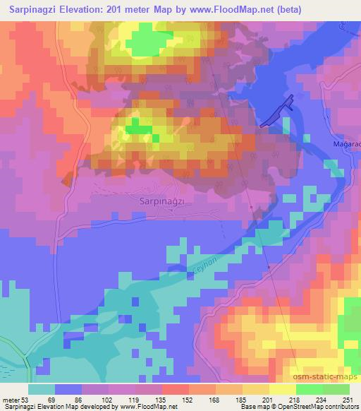 Sarpinagzi,Turkey Elevation Map