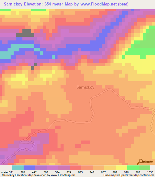 Sarnickoy,Turkey Elevation Map