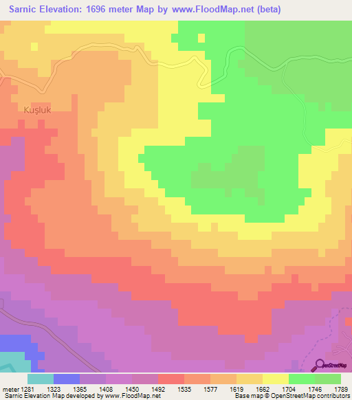 Sarnic,Turkey Elevation Map