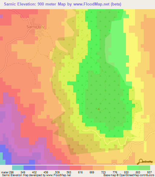 Sarnic,Turkey Elevation Map