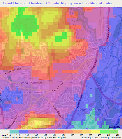 Grand-Charmont,France Elevation Map