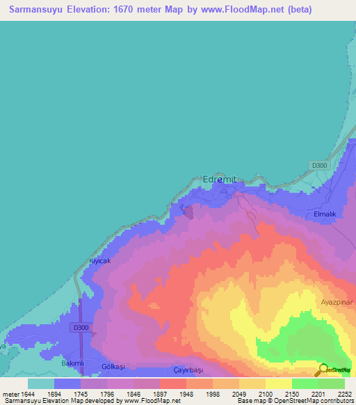 Sarmansuyu,Turkey Elevation Map