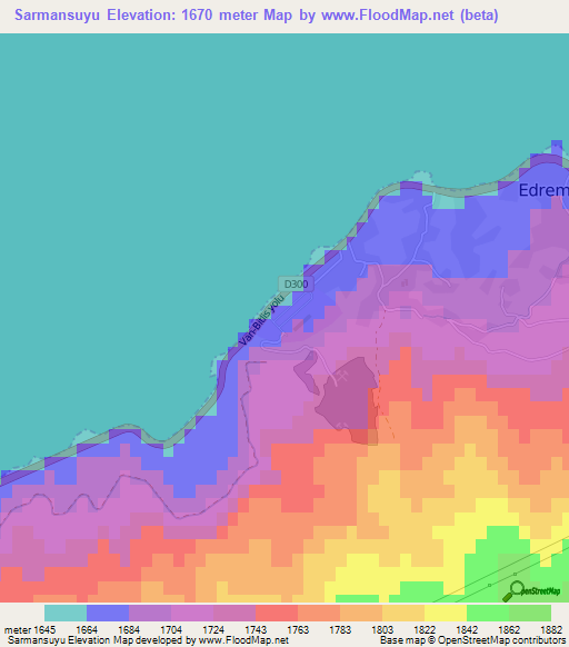 Sarmansuyu,Turkey Elevation Map