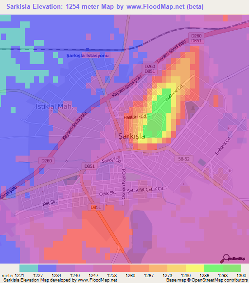 Sarkisla,Turkey Elevation Map