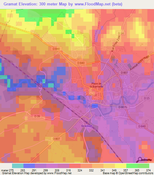 Gramat,France Elevation Map