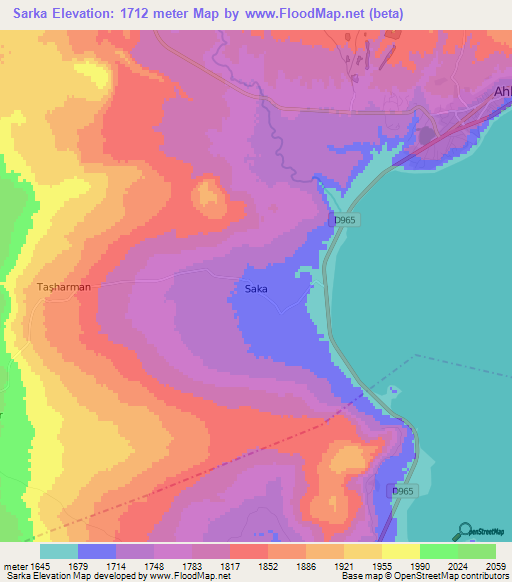 Sarka,Turkey Elevation Map