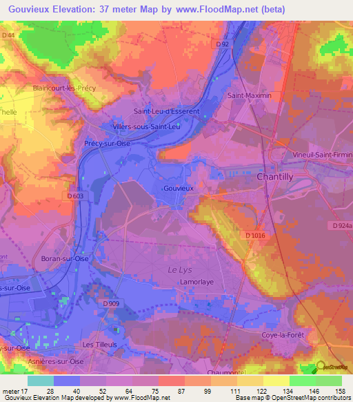 Gouvieux,France Elevation Map