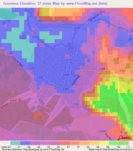 Gouvieux,France Elevation Map