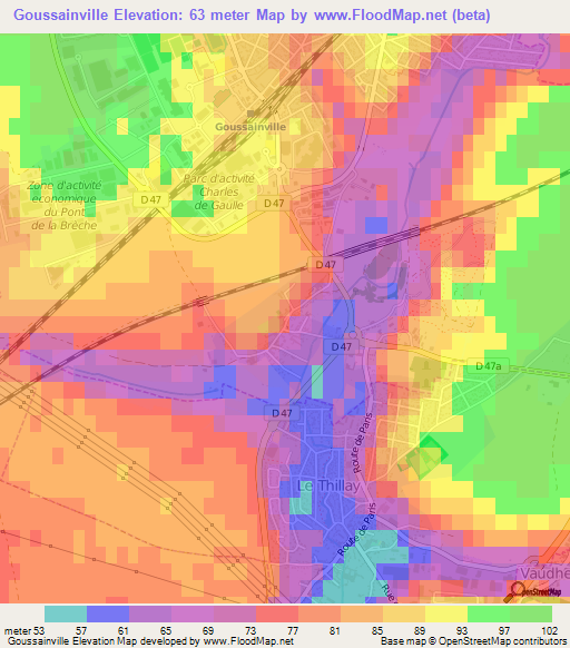 Goussainville,France Elevation Map