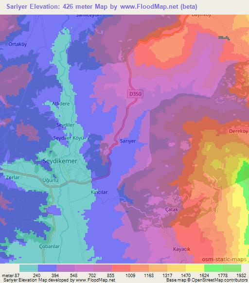 Sariyer,Turkey Elevation Map