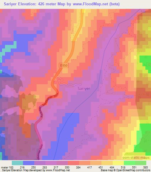 Sariyer,Turkey Elevation Map