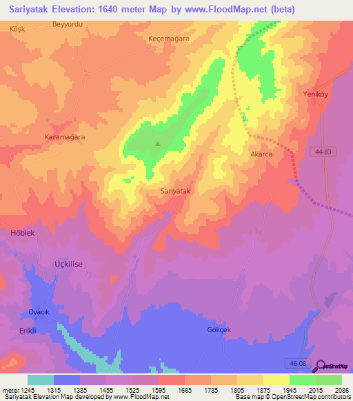 Sariyatak,Turkey Elevation Map