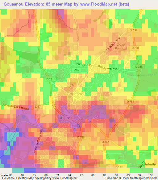 Gouesnou,France Elevation Map