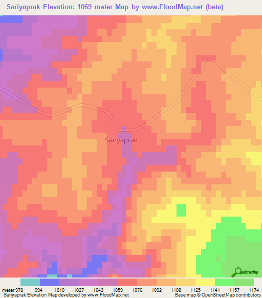 Sariyaprak,Turkey Elevation Map