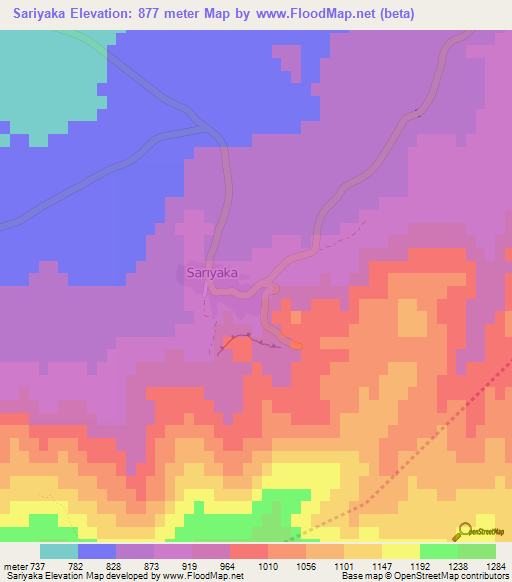 Sariyaka,Turkey Elevation Map