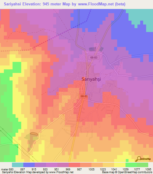 Sariyahsi,Turkey Elevation Map