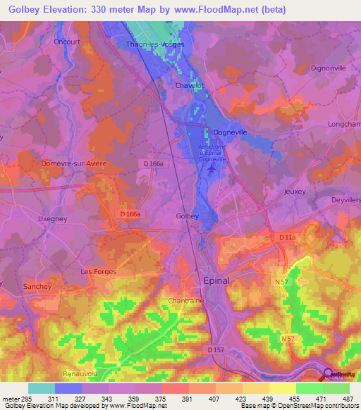 Golbey,France Elevation Map
