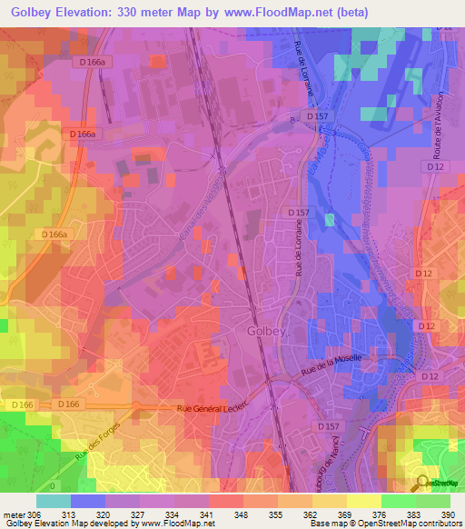 Golbey,France Elevation Map