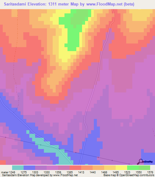 Saritasdami,Turkey Elevation Map