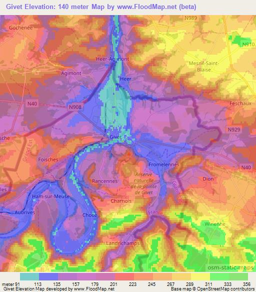 Givet,France Elevation Map