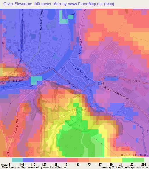 Givet,France Elevation Map