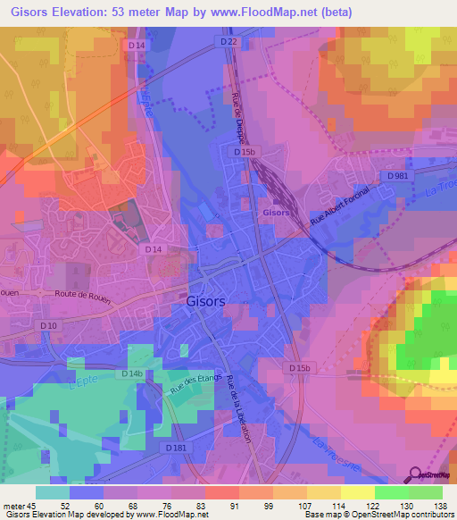 Gisors,France Elevation Map