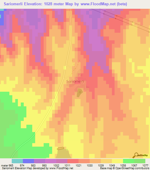 Sariomerli,Turkey Elevation Map