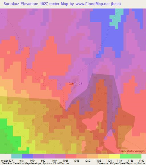 Sariokuz,Turkey Elevation Map