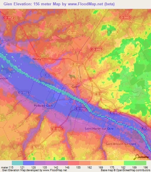 Gien,France Elevation Map